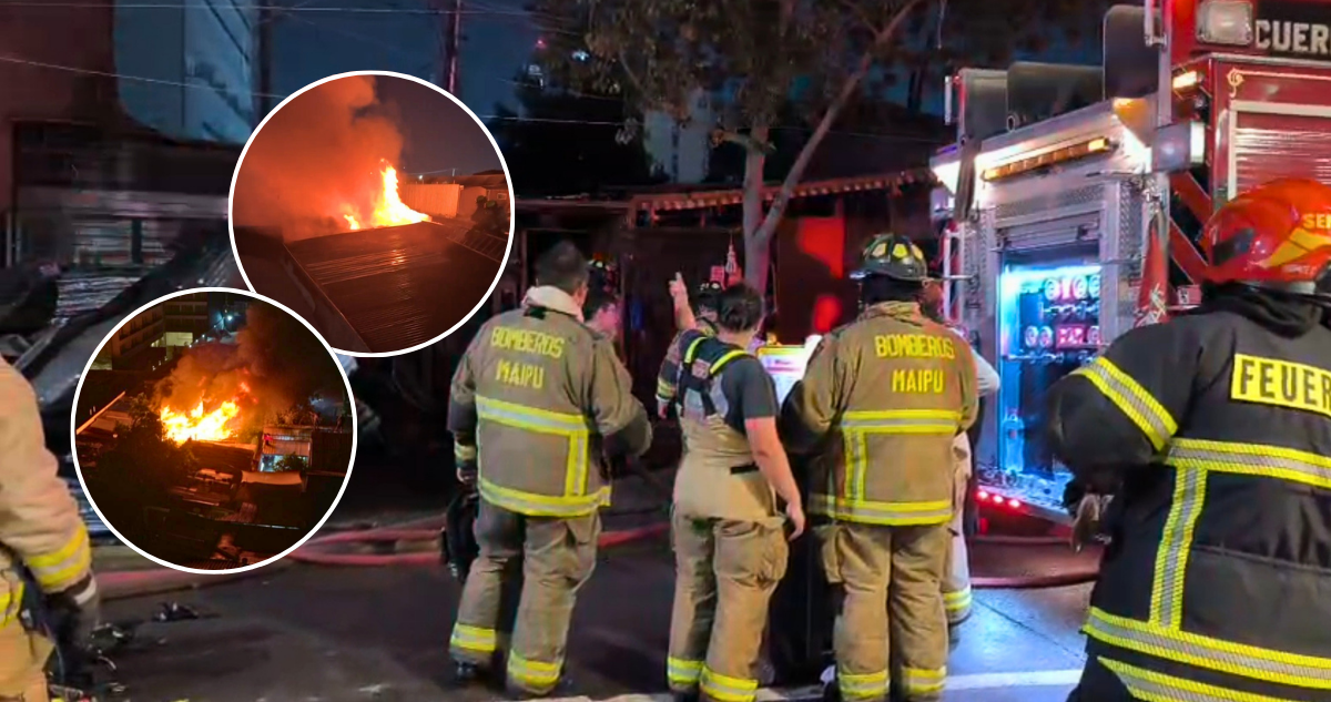 Incendio de al menos cuatro viviendas en Cerrillos movilizó a más de un centenar de bomberos