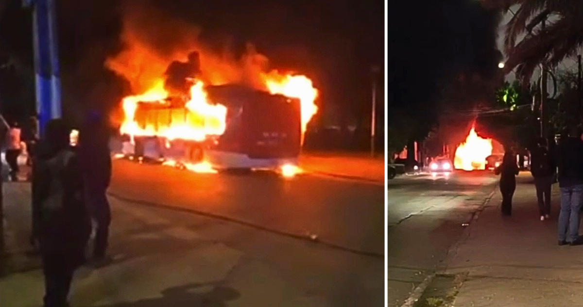 Queman bus RED y lanzan molotov contra carabineros en manifestación por Aliste Vega en Conchalí