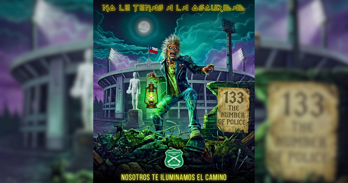 Eddie protagoniza particular campaña de Carabineros para los conciertos de Iron Maiden