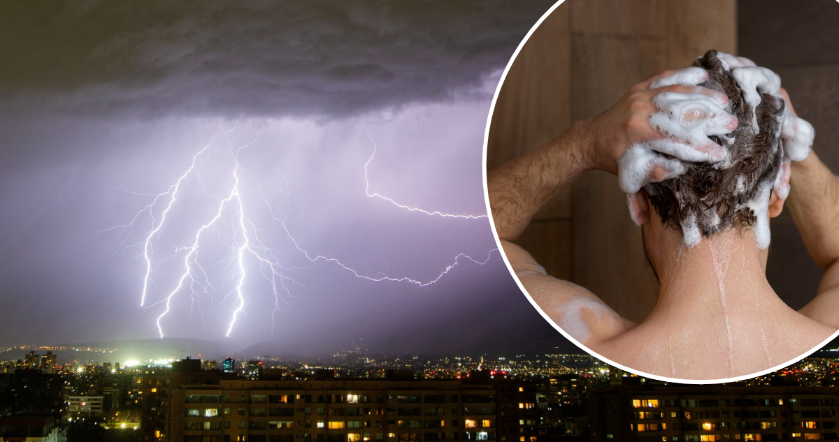 Tormenta eléctrica ducharse