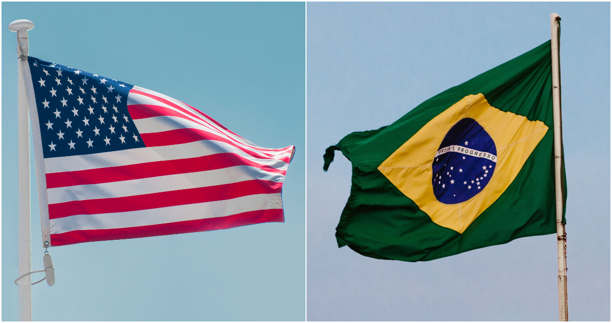 Banderas de EEUU y Brasil