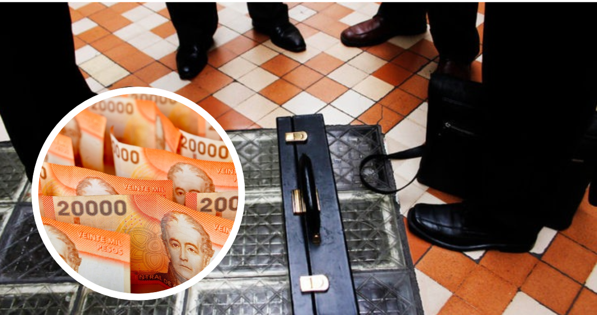 Imagen de contexto de hombres con un maletín. Y foto de contexto de billetes.