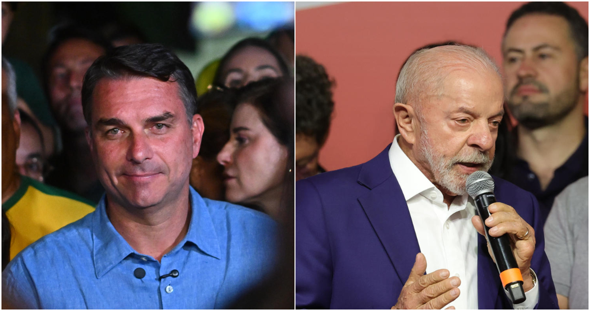El senador Flávio Bolsonaro y el presidente Lula da Silva