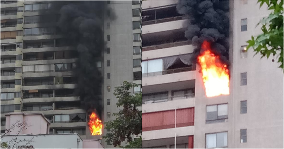 Reportan incendio en un departamento ubicado en el centro de Santiago