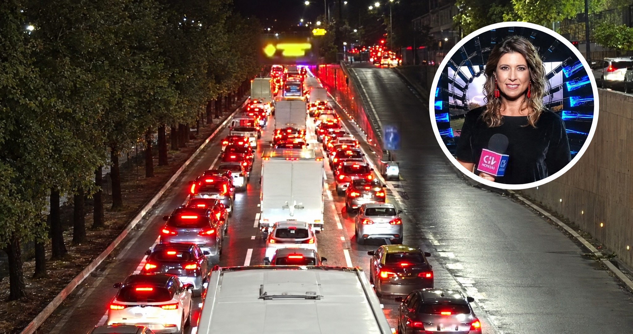 Congestión en autopista y en miniatura: Macarena Pizarro, periodista de CHV