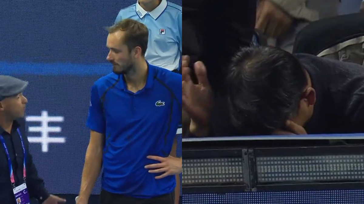 Medvedev en pelotazo en semifinal de Beijing ante Djokovic.jpg