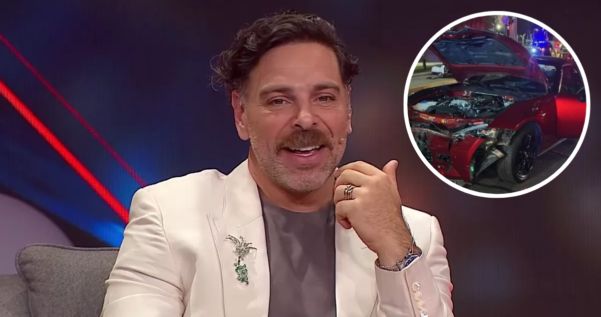 José Antonio Neme y en miniatura su vehículo tras accidente con motorista