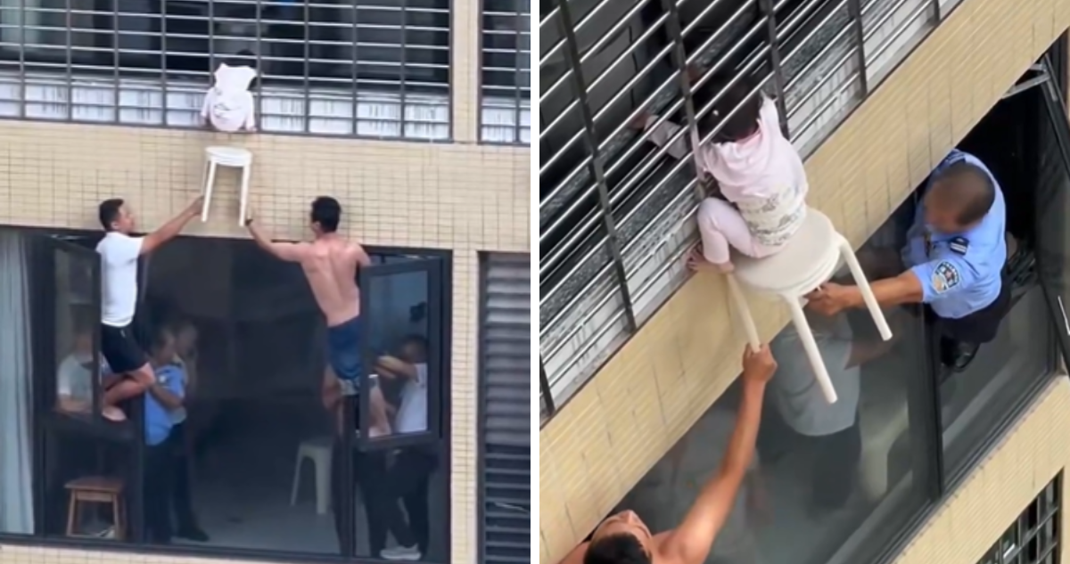 Niña cuelga del piso 12 en China