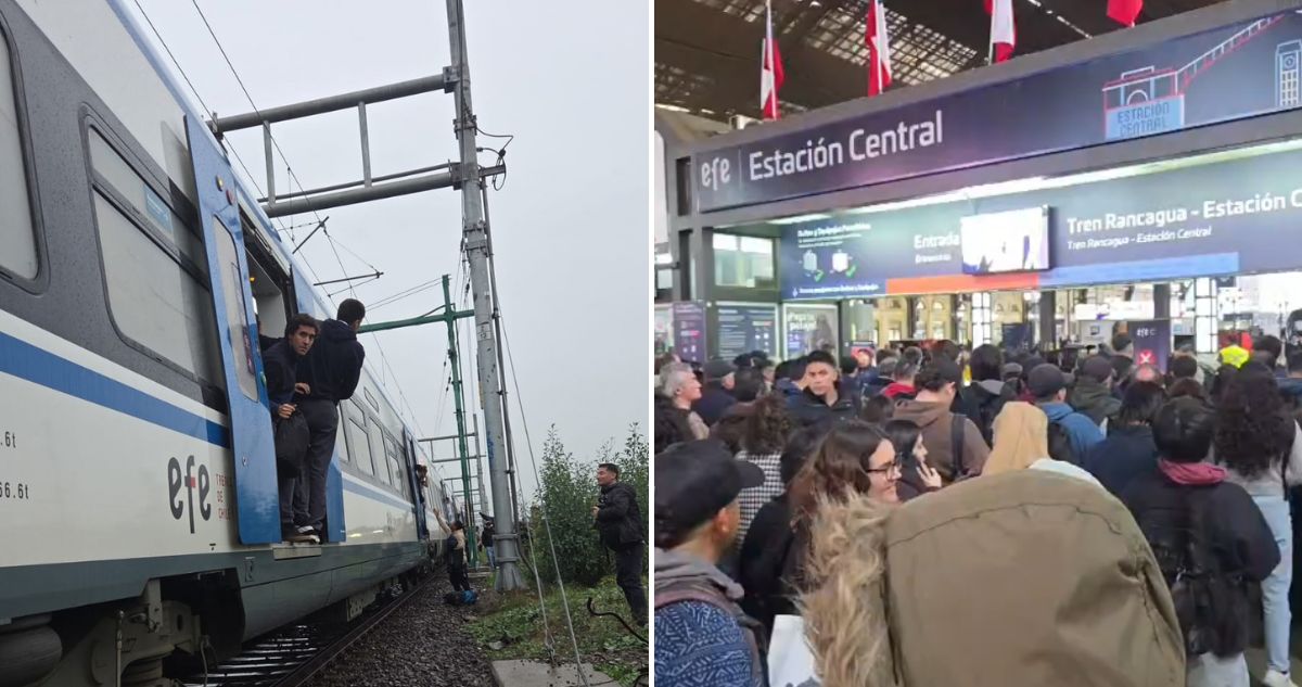 Pasajeros reportan más de una hora detenidos por falla de EFE a metros de Estación Central