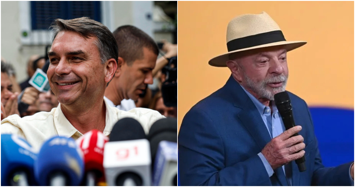 El senador Flávio Bolsonaro y el presidente Lula da Silva
