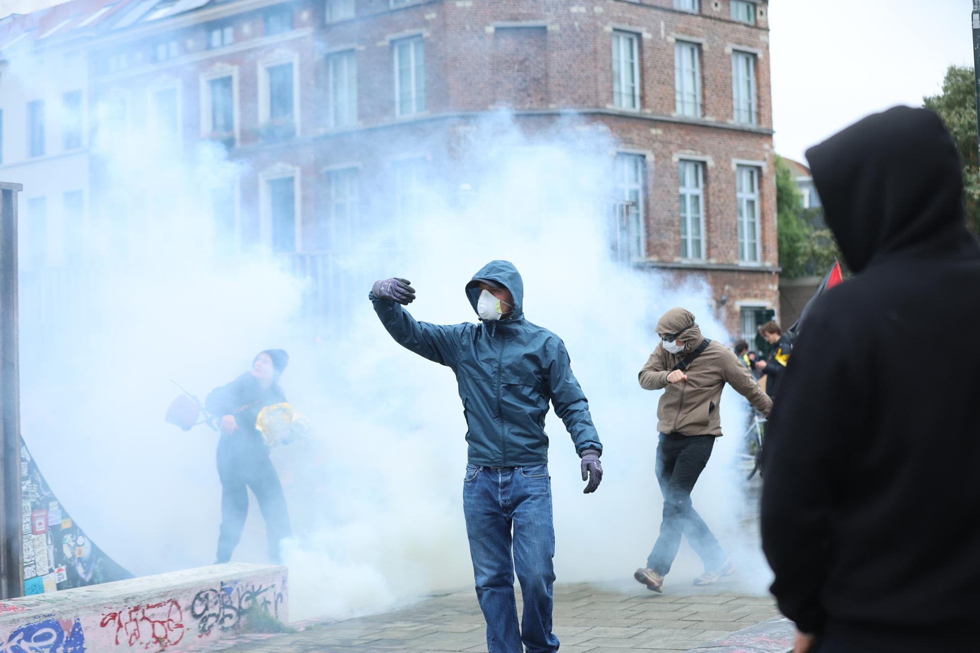 Protesta contra las reformas económicas y salariales planeadas por el gobierno federal en Bruselas
