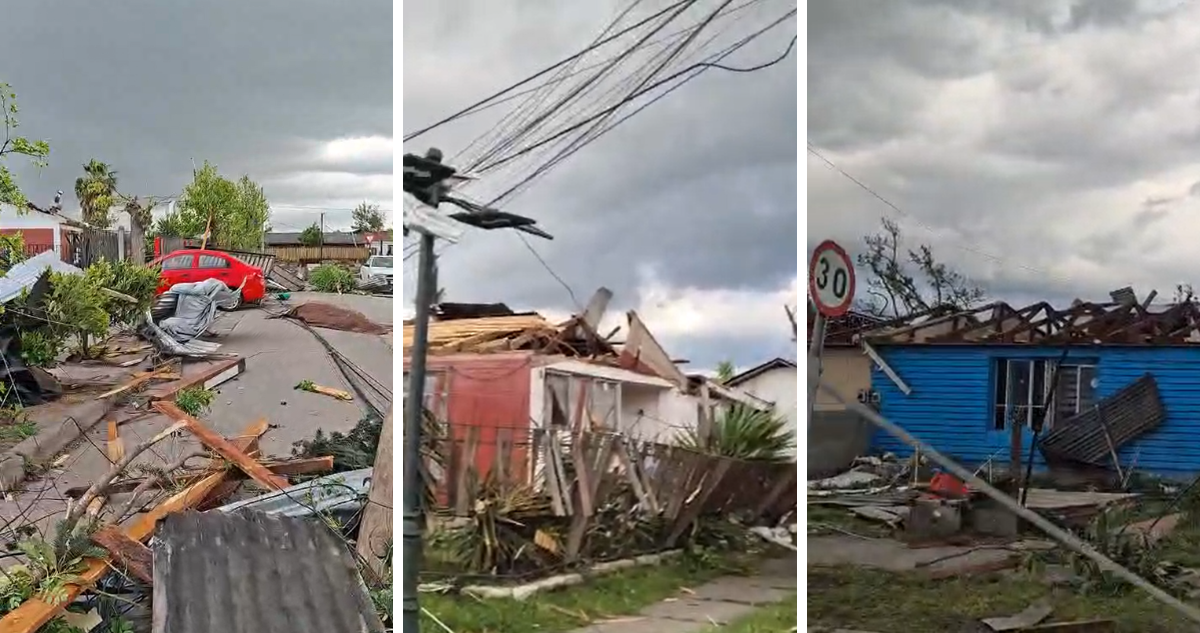 Reportan destrucción en viviendas de Requínoa por tornado: volaron techos y cayeron muros