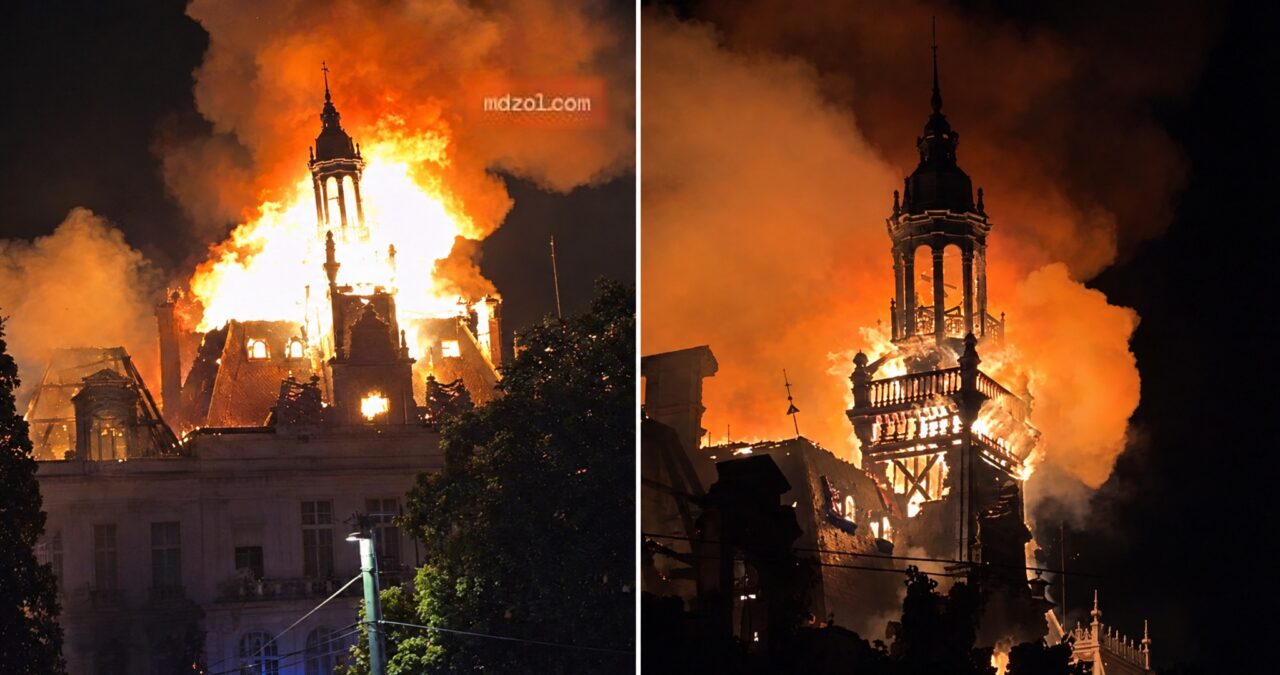 Incendio de edificio municipal en Limoges, Francia