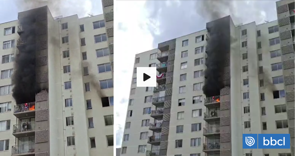 Reportan grave incendio desde departamento en un piso 11 en Viña del Mar