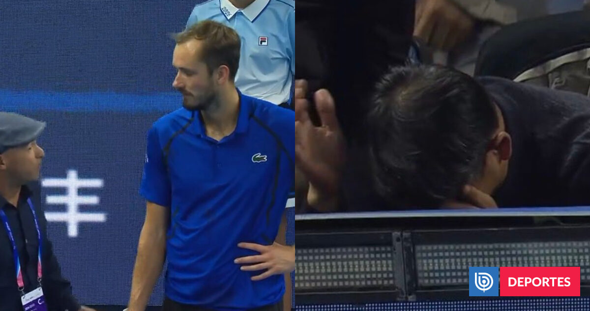 Bochornoso adiós de Medvedev: fue descalificado por pelotazo a fanático en Pekín y Djokovic va a final