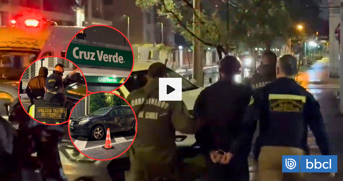 Turbazo a farmacia Cruz Verde en Providencia termina con tres detenidos tras seguimiento