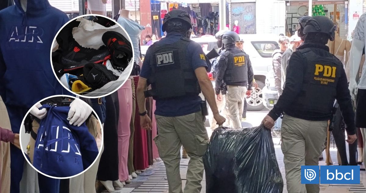 12 detenidos y prendas incautadas deja allanamiento a tiendas de ropa falsificada en Barrio Meiggs