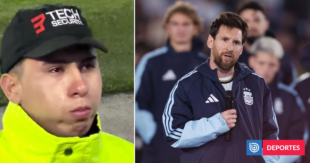 Guardia rompe en llanto durante despedida de Messi a la Albiceleste: escuchó de espaldas discurso