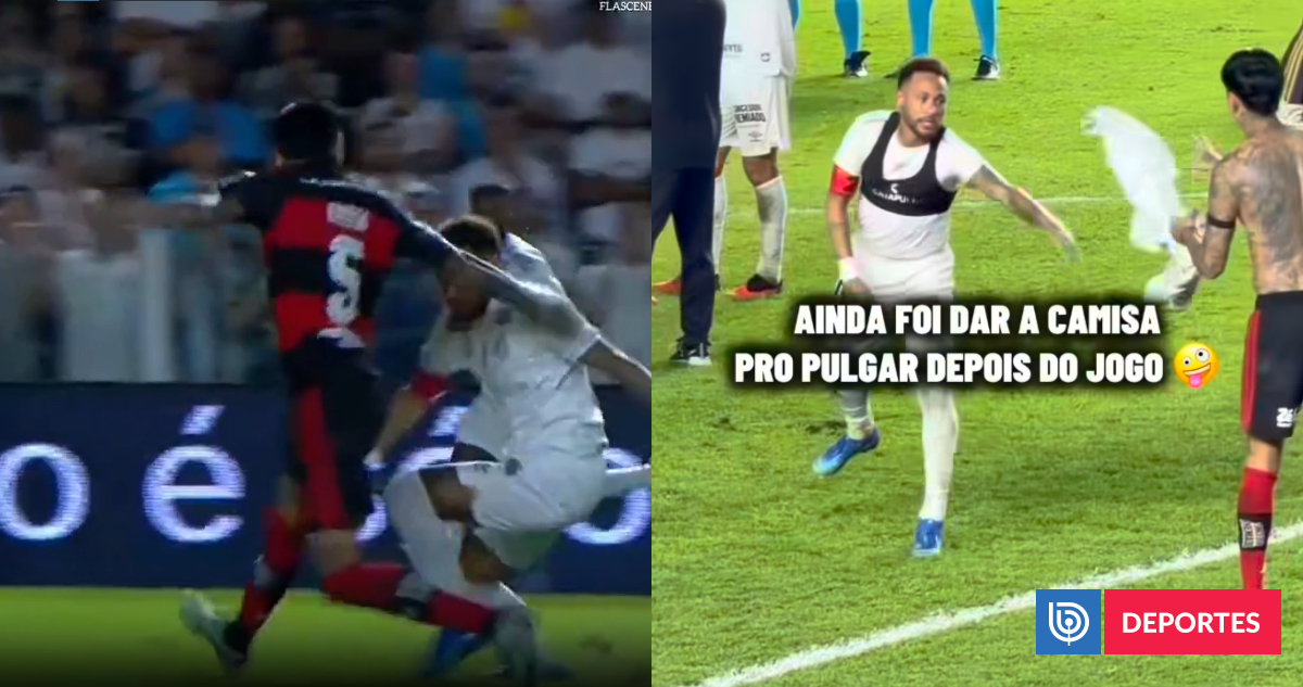 Santos de Neymar amargó al Flamengo de Pulgar en polémico partidazo: manotazo y gesto entre cracks