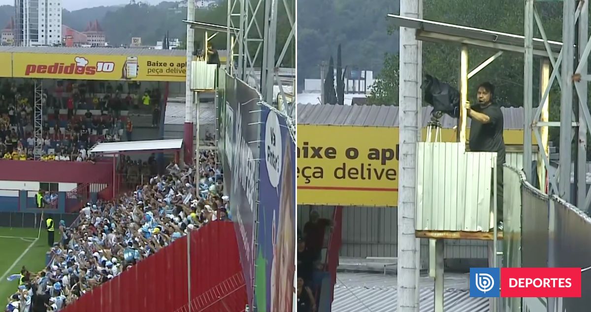 Miedo en las alturas: cabina de camarógrafo temblaba por salto de hinchas y suspenden duelo en Brasil