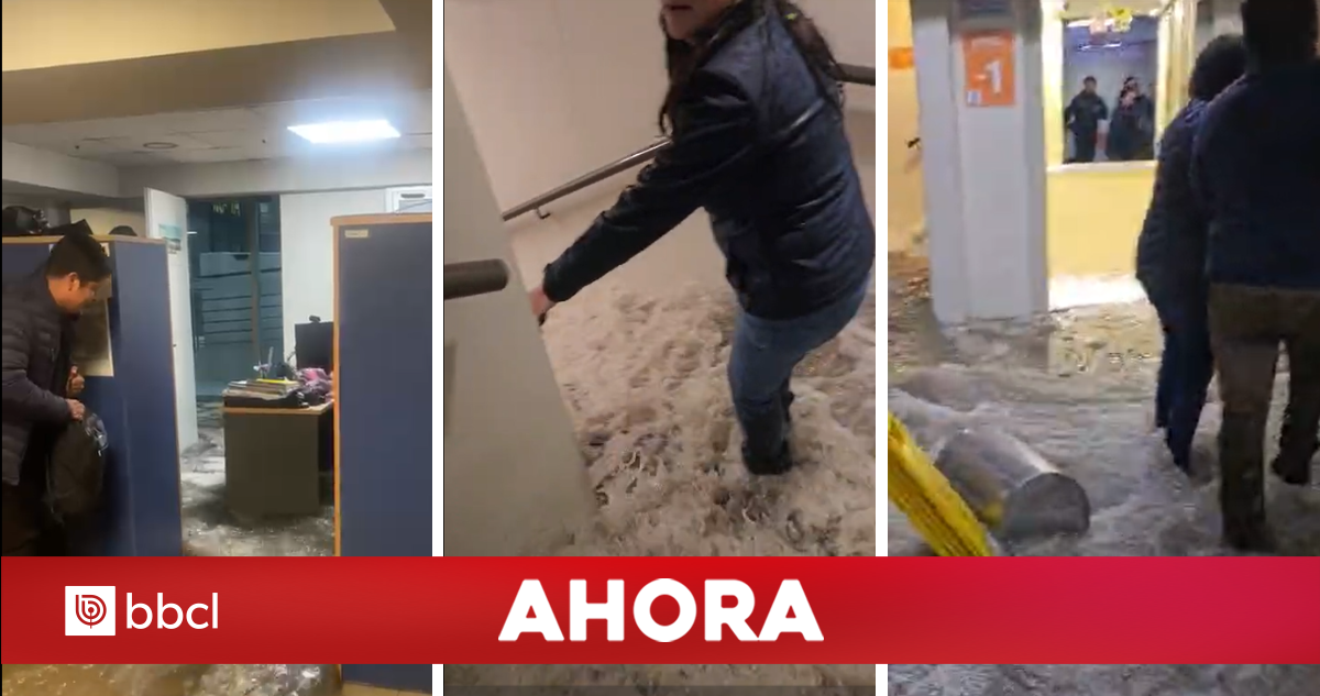 VIDEOS | Captan inundación en Municipalidad de Providencia que genera "cascada" en escaleras