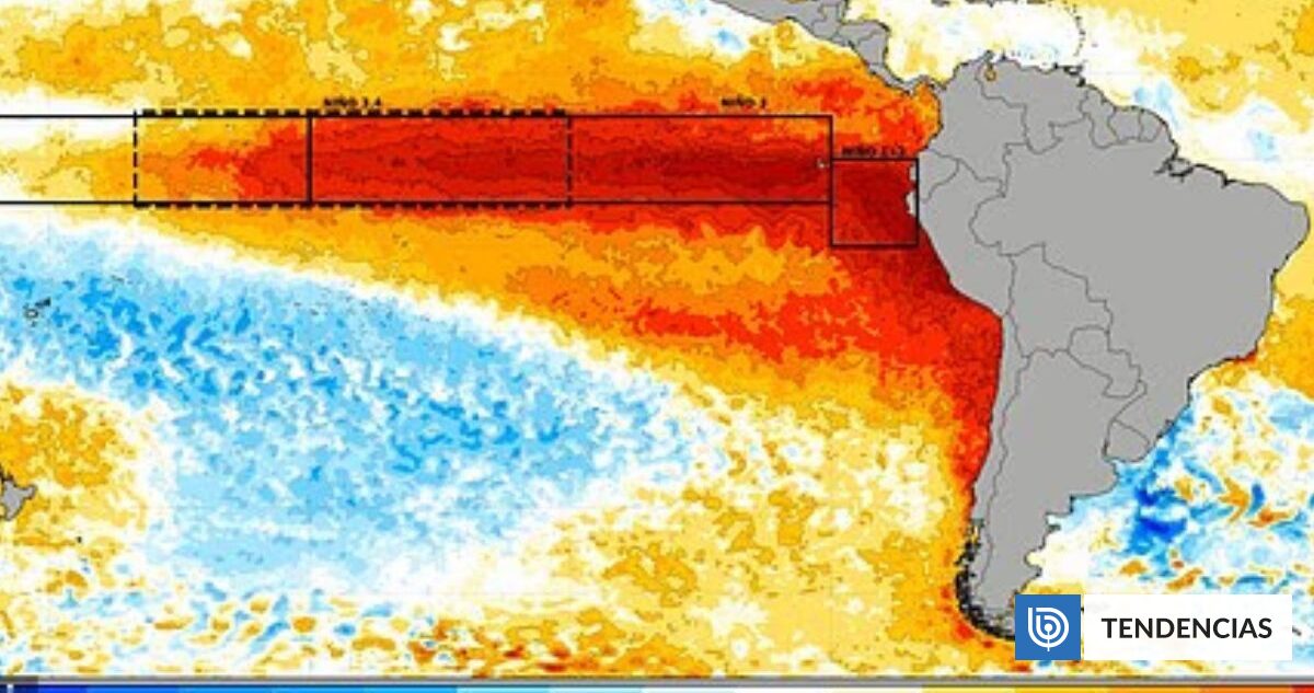 Mapa alerta que ola caliente kilométrica del Super Niño llegó a Chile: "El más fuerte en mil años"
