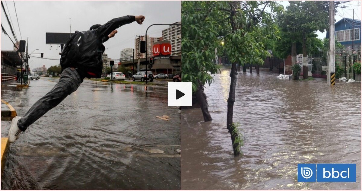 Región Metropolitana en Alerta Roja: intensas lluvias dejan calles y pasos bajo nivel anegados