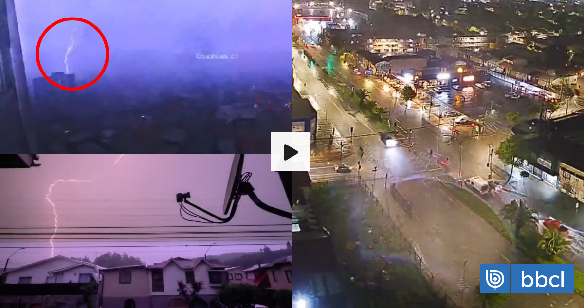 VIDEOS | Intensa tormenta eléctrica y fuertes lluvias azotan al Gran Concepción: hay calles anegadas