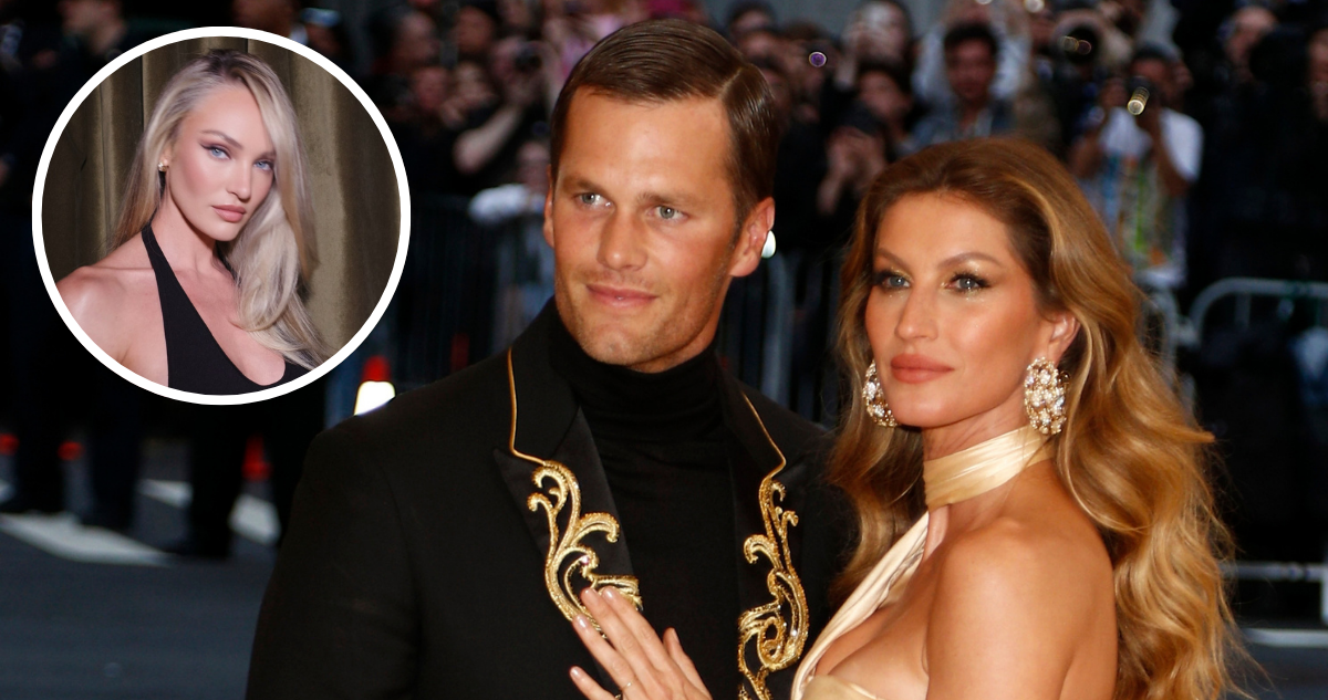 Tom Brady junto a Gisele Bündchen y en miniatura Candice Swanepoel