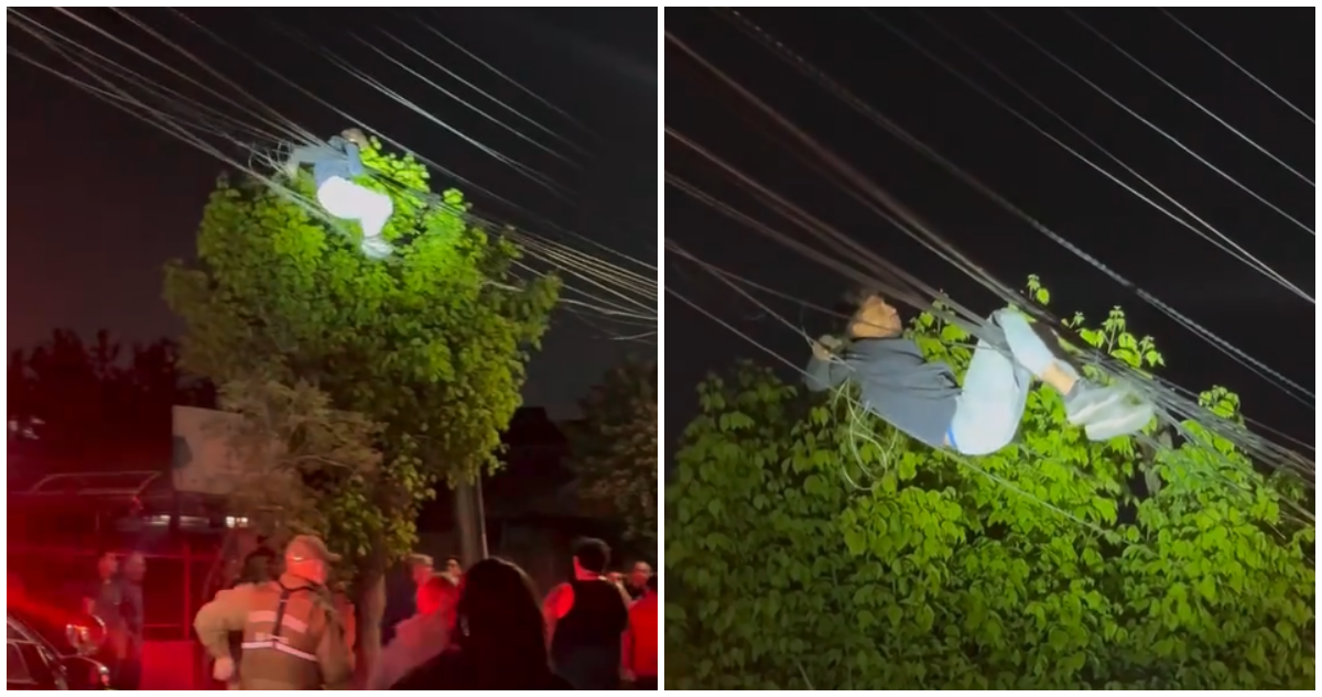 VIDEO | Ladrón de cables termina haciendo equilibrismo para evitar linchamiento en la RM: fue detenido