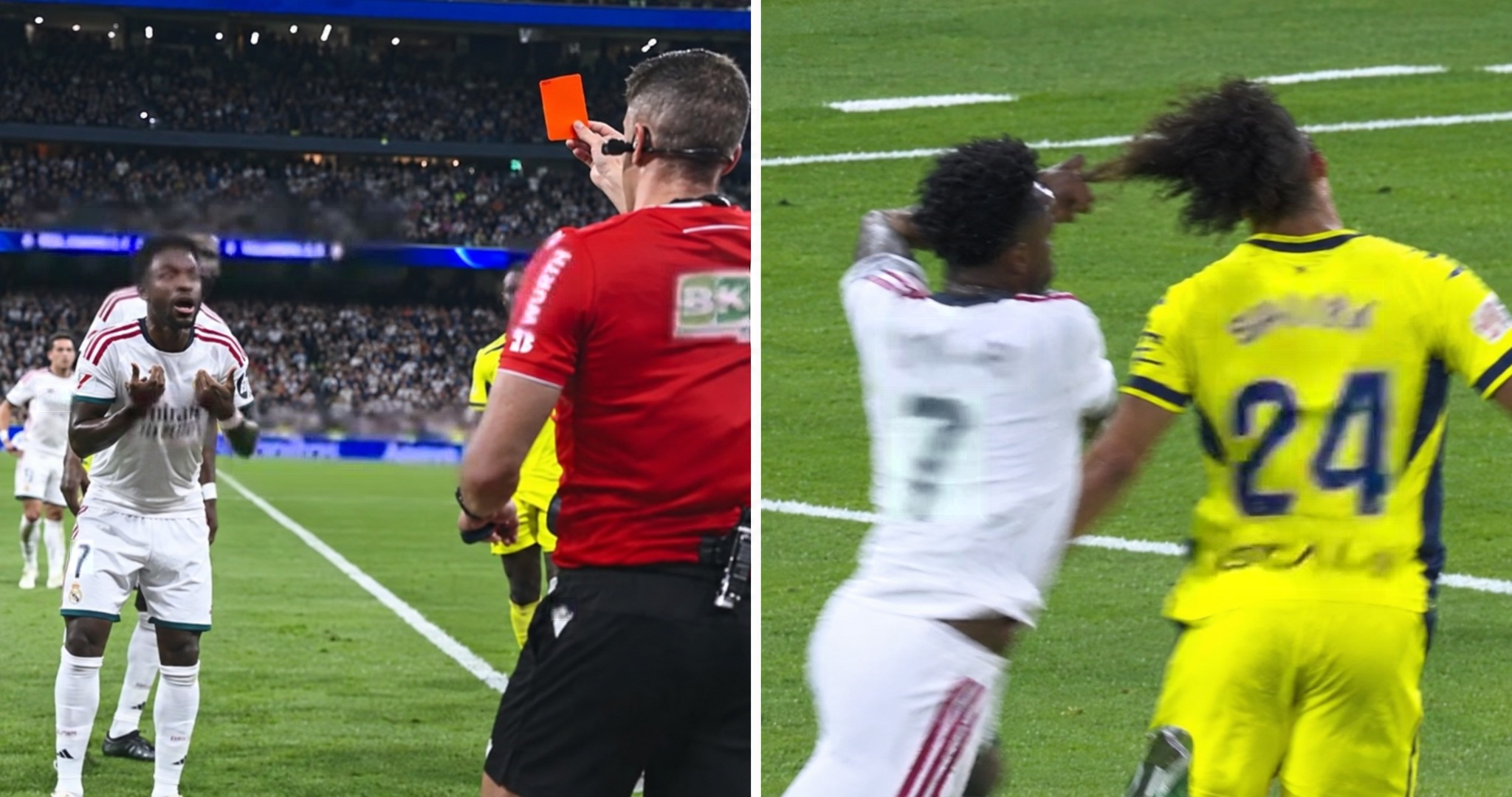 Vinícius fue expulsado por jalar del pelo a rival en duelo con Villarreal.