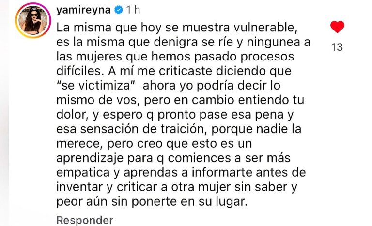 Comentario de Yamila Reyna a Pancha Merino